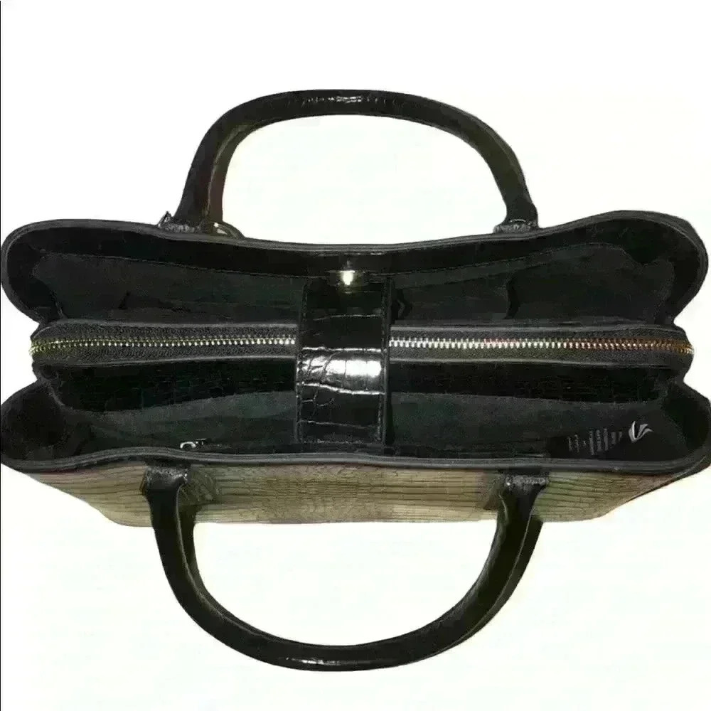 Bebe Black Crocodile Satchel with Card Case - Picture 3 of 12